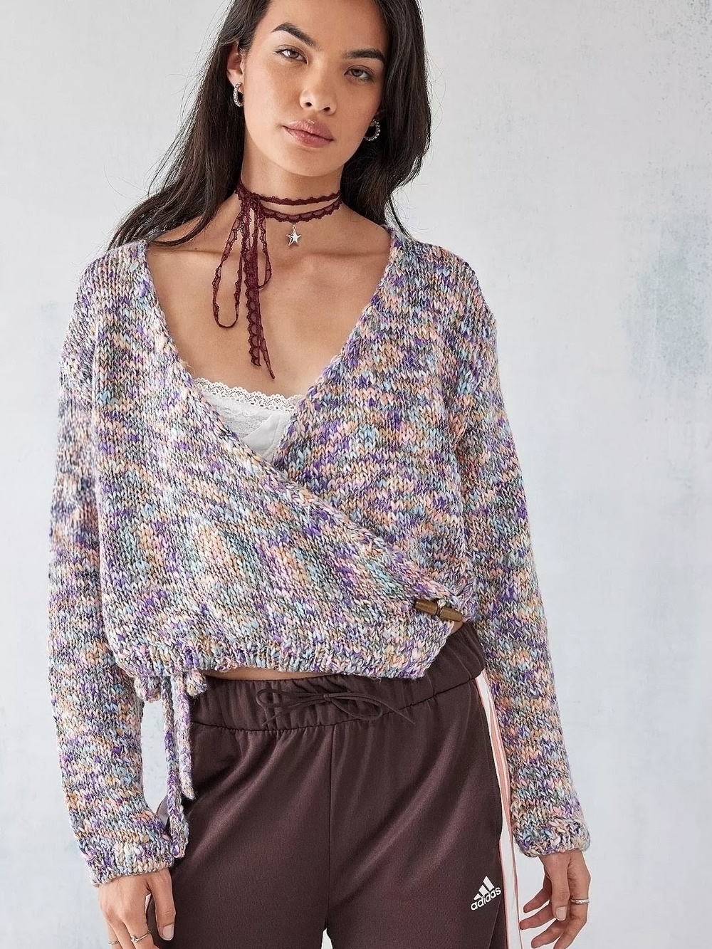 NWT Urban Outfitters Stevie Gumdrop Wrap Cardigan Space Dye Sweater Toggle XS